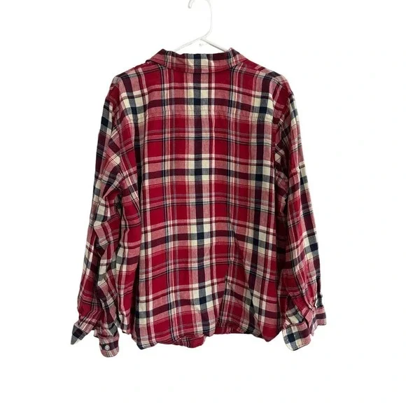 Vintage Lauren Ralph Lauren Linen Plaid Button Up Top Women’s 2X Initial Logo - Picture 6 of 6